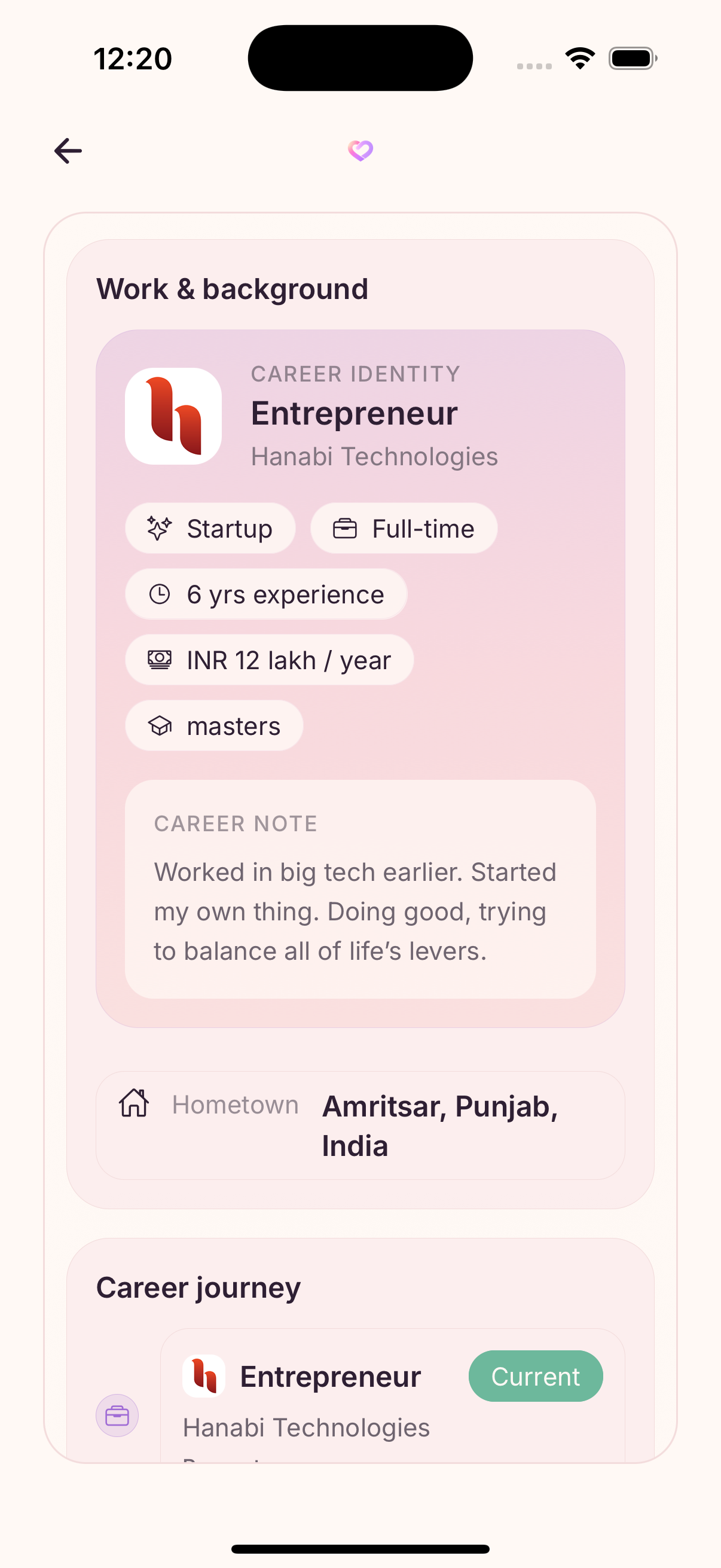 Claspa detailed profile context